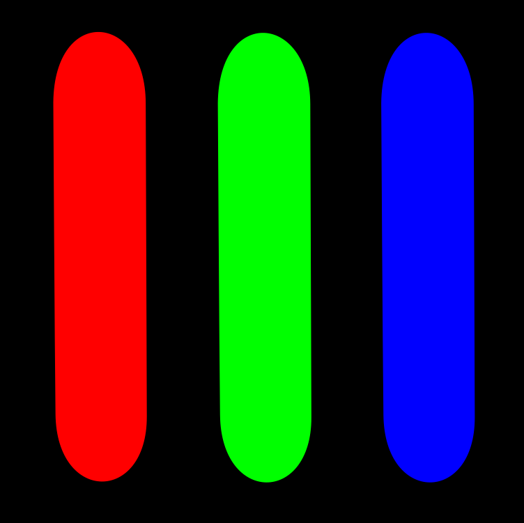 A pixel composed of red, green, and blue LEDs